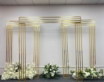 Shiny Gold Backdrop Arch, Wedding Metal Frame Flower Stand, Arch Stand Prop