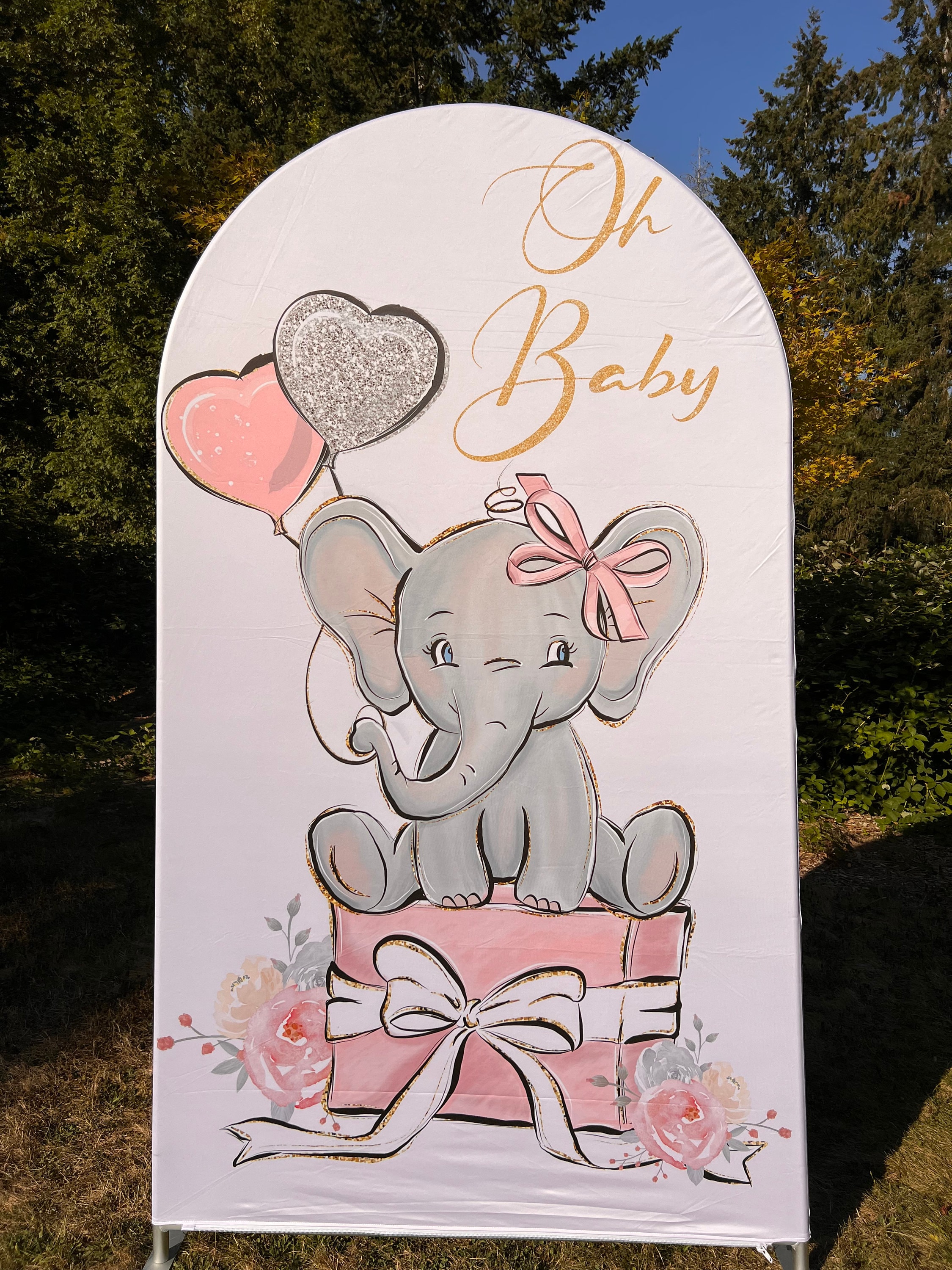 Baby elephant backdrop baby shower photobook background it is a girl banner