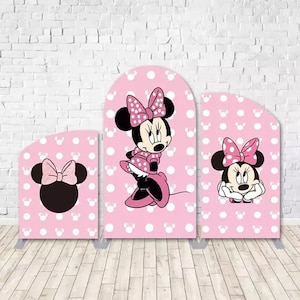 Pink Minnie Mouse Arch Chiara backdrop Cover for Birthday Party Decor baby Shower Background Elastic