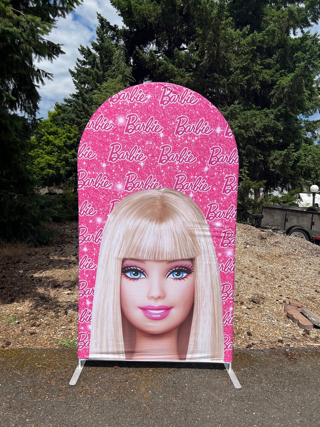 Barbie Backdrop Party Decoration, Background Polyester Cover Pink, Party Girl - Etsy