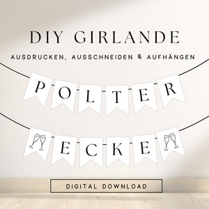 DIY garland polterabend corner to print | Polterabend decoration pennant chain as PDF print template for download 501