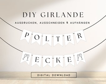 DIY Girlande Polterecke zum Ausdrucken | Polterabend Deko Wimpelkette als PDF Druckvorlage zum Download 501