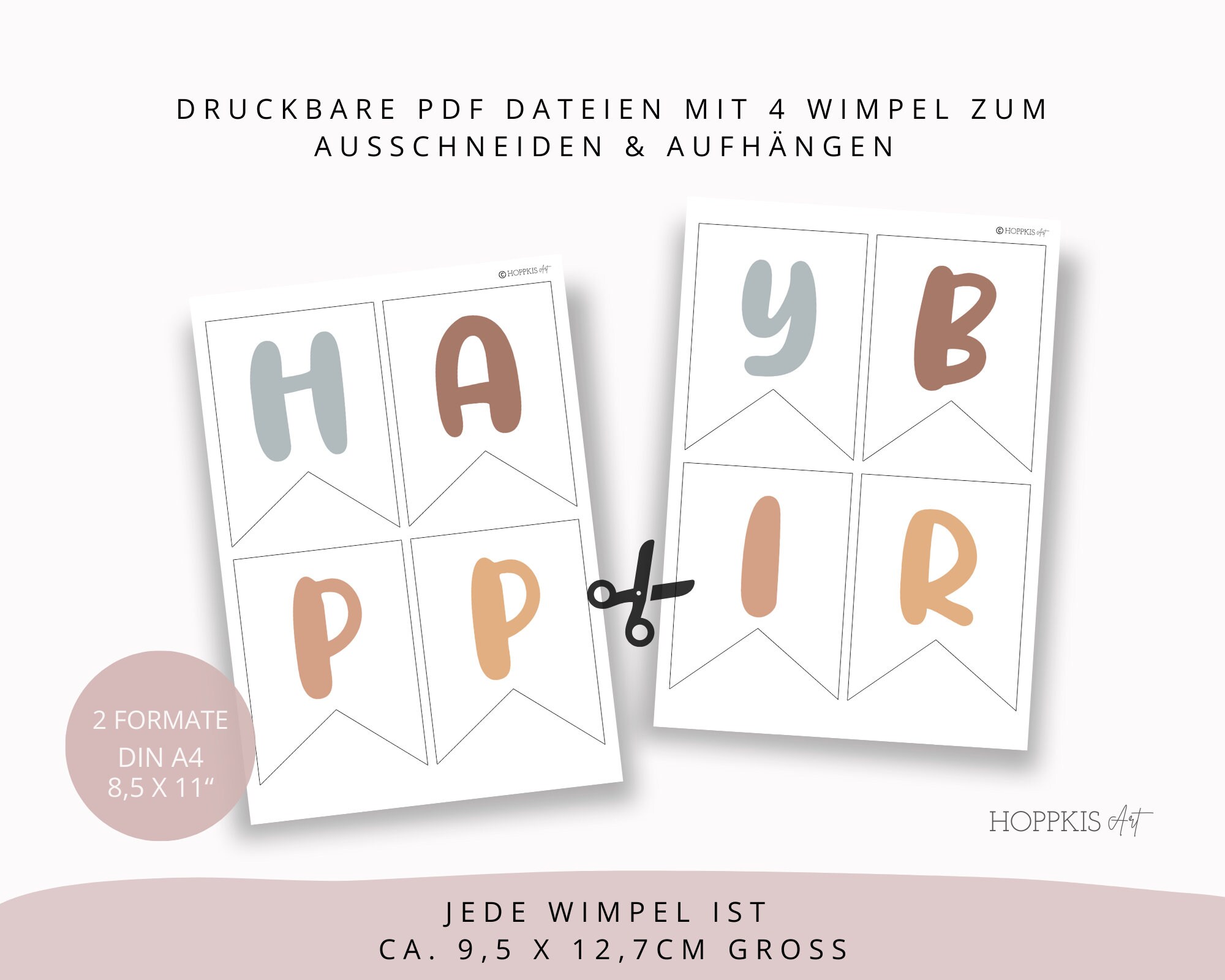 Remagr Jute-Banner „Happy Birthday“ – 2,5 M Lang, Mit Weißen Holzbuchstaben