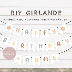 Geburtstagsgirlande Happy Birthday personalisiert mit Namen | DIY Wimpel Geburtstag | Geburtstagsbanner | Vorlage zum Ausdrucken 309