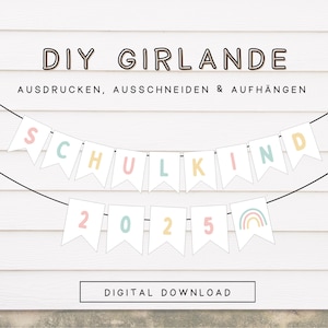 Schoolchild garland girl unicorn rainbow to print | Children&#39;s decoration template for school enrollment | DIY girl&#39;s pennant chain for the start of school 608