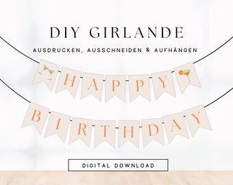 DIY Geburtstagswimpel Happy Birthday Secco Design | druckbare Party Girlande Deko | PDF Vorlage Wimpelkette Geburtstag Frauen 312