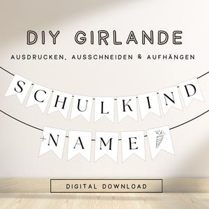 personalisierbare Schulkind Girlande mit Namen | moderne Deko Einschulung Girlande zum selbst ausdrucken | DIY Deko Girlande Schulanfang 606