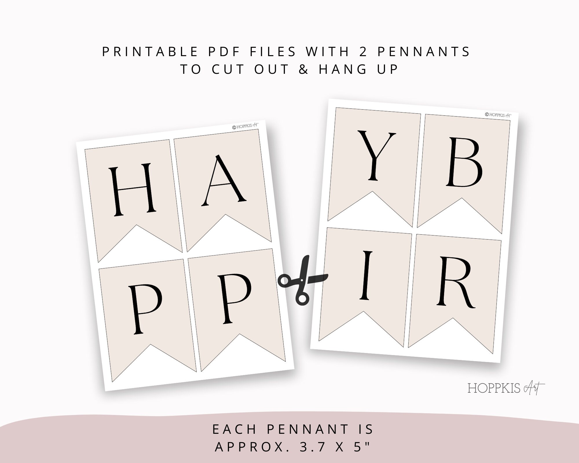 DIY Printable Happy Birthday Line Art Banner | Printable Birthday ...