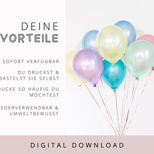 Regenbogen Partygirlande Happy Birthday für Kinder PDF Vorlage Geburtstagsgirlande pastell als Download Wimpel zum ausdrucken 301 image 9