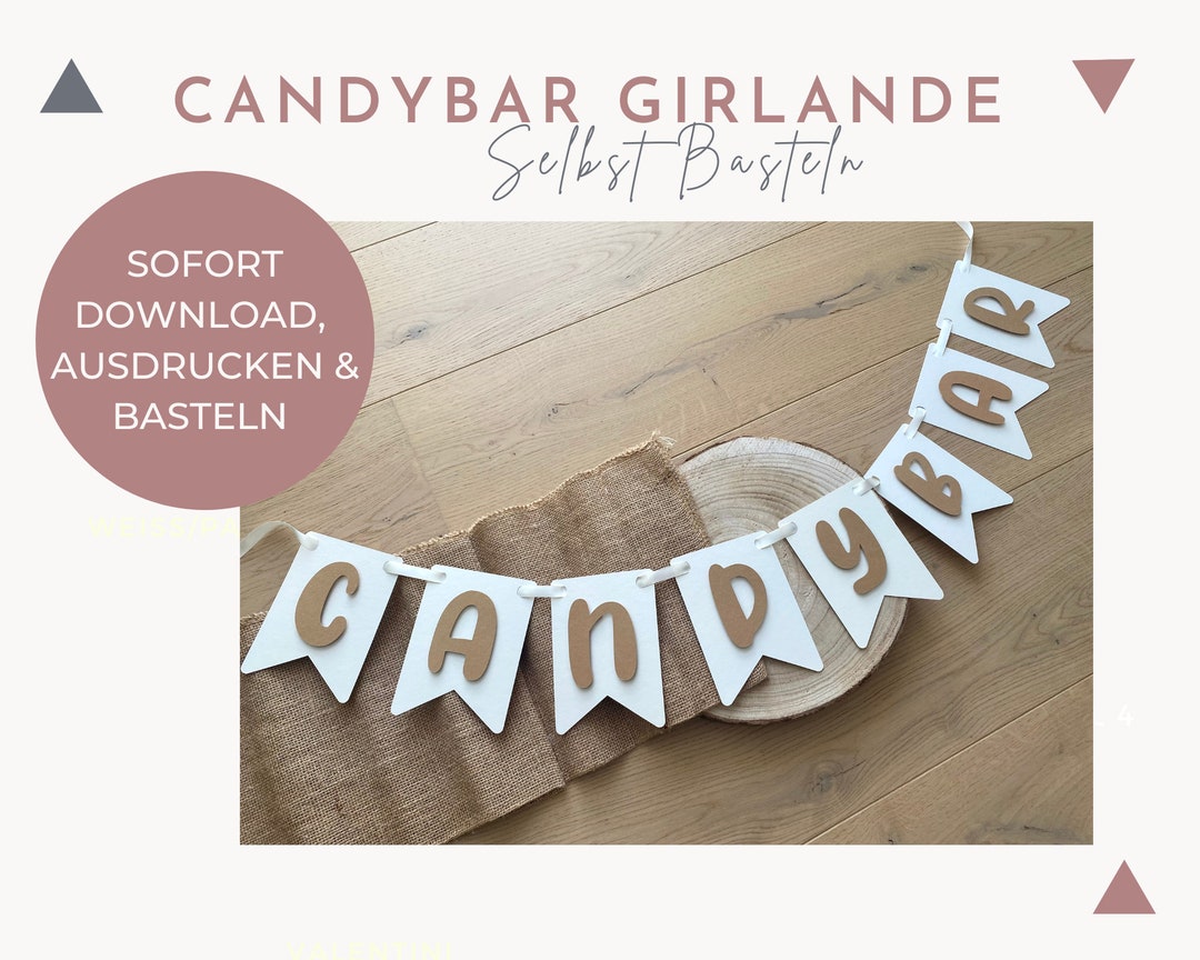Bastelanleitung Candybar Girlande DIY Druckvorlage Candybar - Etsy