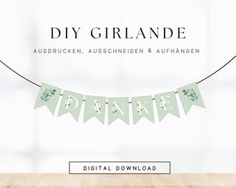 Bedankt wimpel ketting afdruksjabloon plantkunde lelie | Bedankt cadeau | afdrukbare aandachtsdecoratie | Bedankt mama | PDF-sjabloon vrouwen 503