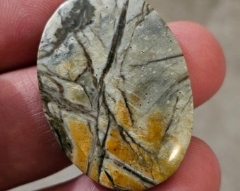 Piedra preciosa de paisaje de jaspe de Maligano para la fabricación de joyas, 34x25x4 mm