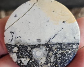 Piedra preciosa de paisaje de jaspe de Maligano para la fabricación de joyas, 45x45x7 mm