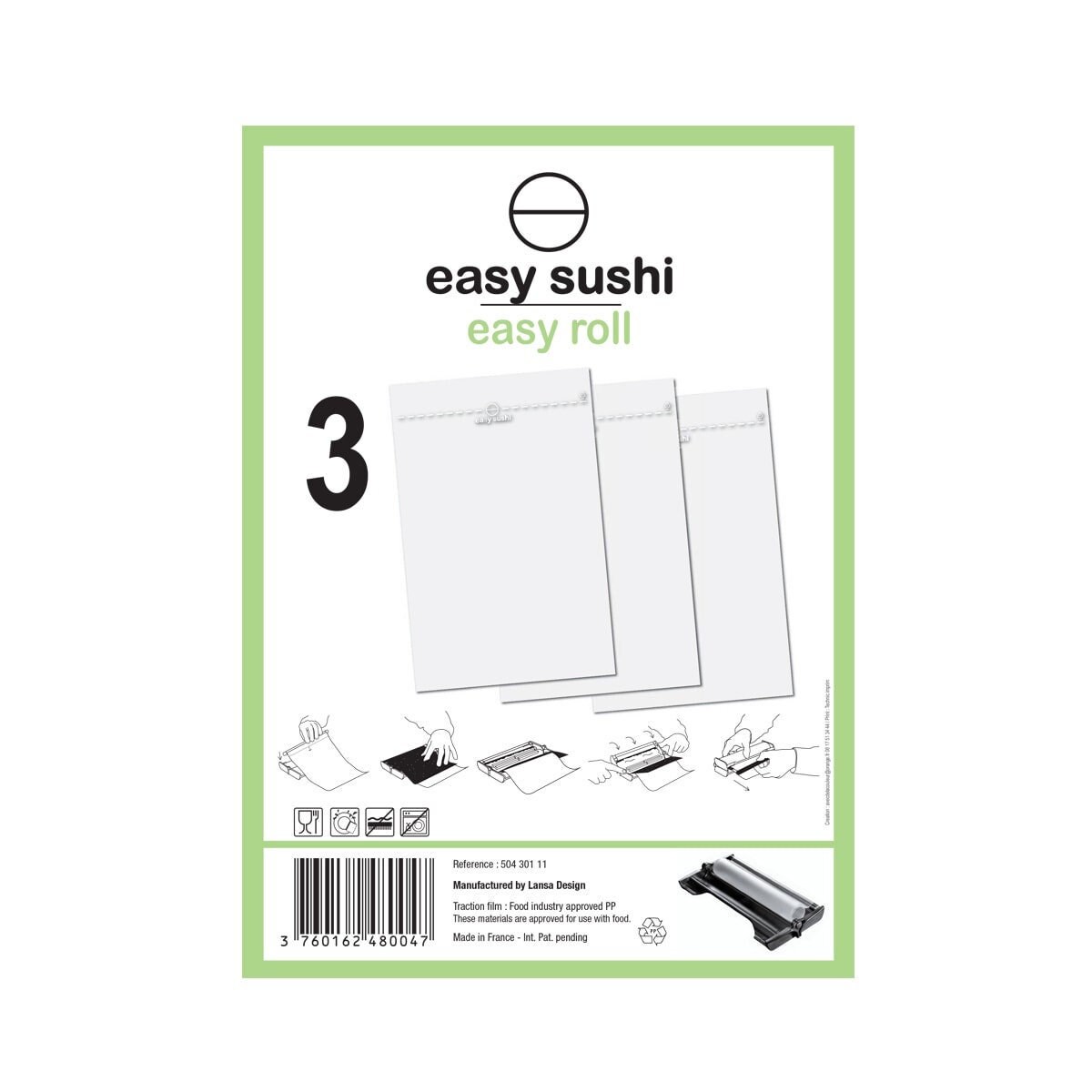 Sachet 3 Films de Rechange Easy Sushi® | Machine Makis, Sushis et Roulés Petit Électroménager Ustens