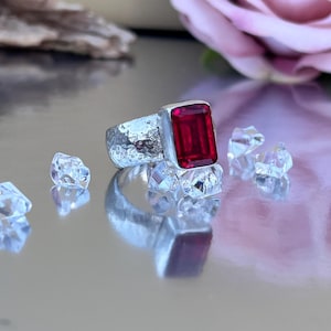 Czech Glass, Sterling Silver Ring.