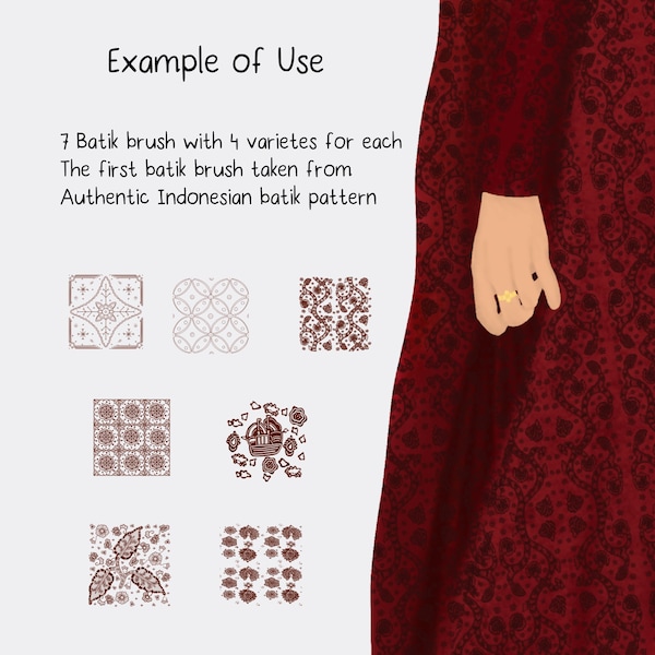 28 Procreate Brush Batik | Ensemble de brosses à tissu Procreate | Tampon Procréer | Procreate Texture Fashion | Pinceau ethnique numérique