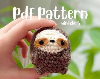 PDF PATTERN | Beginner Crochet Sloth Pattern, Cute Sloth Plushie, Mini Sloths, Sloth Amigurumi, Sleepy Sloth, Easy Crochet, Stuffed Toy