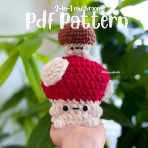 PDF PATTERN | 2-IN-1 Mushroom Bois, Crochet Pattern, Shitake Mushroom, Cottagecore Aesthetics