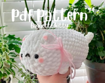 Patrón de gato a crochet: Amigurumi de gatito baguette grueso (patrón PDF)