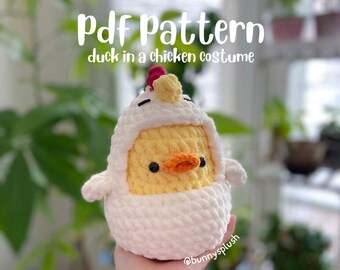 Patrón de pato de crochet disfrazado de pollo: Peluche fácil de hacer (Patrón PDF)