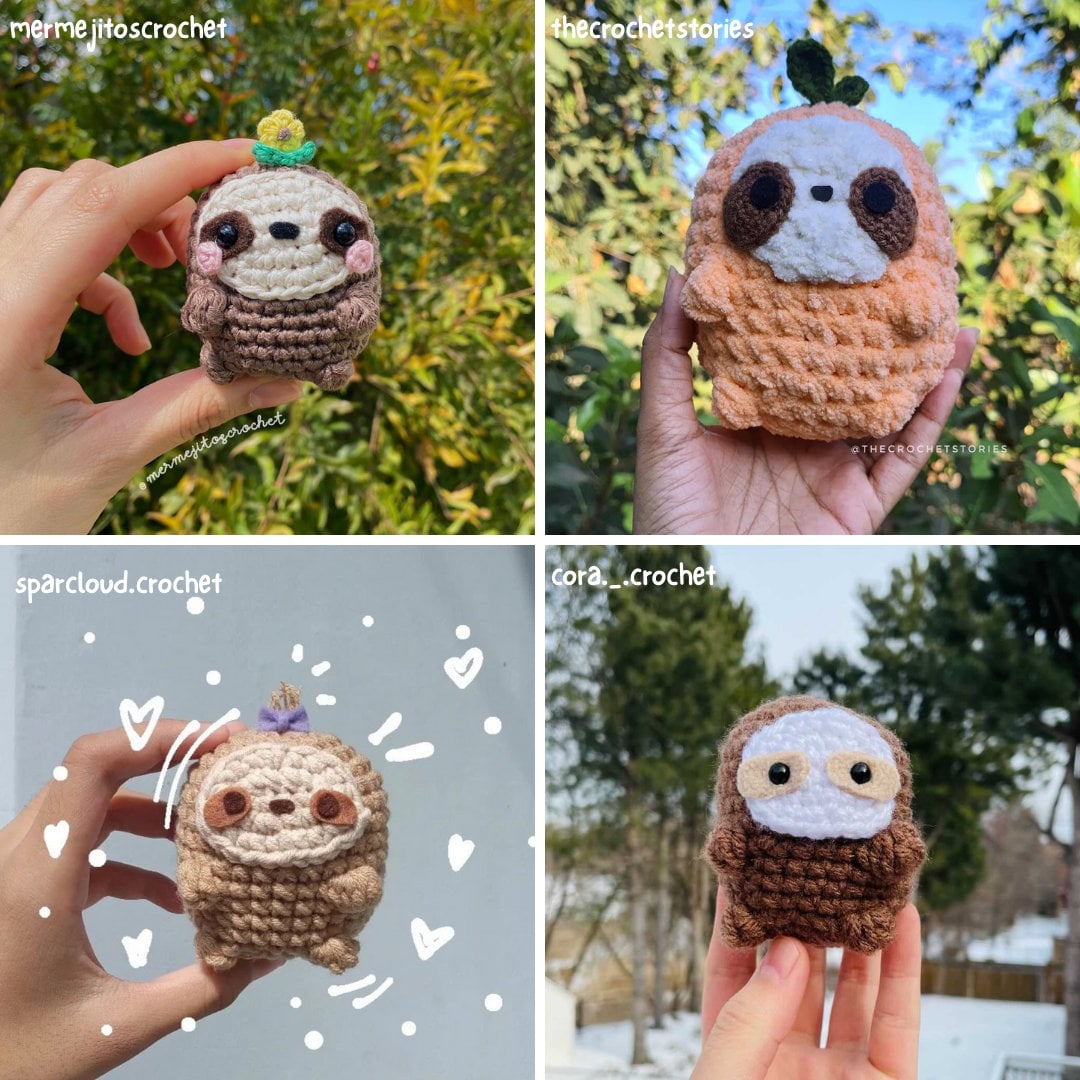 PDF PATTERN | Beginner Crochet Sloth Pattern, Cute Sloth Plushie, Mini ...