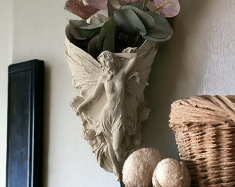 Wall Planter Pot , French Country Decor , Cottagecore Decor , Wall Vase , Hanging Planter , Female Art