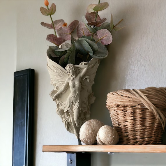 Wall Planter Pot , French Country Decor , Cottagecore Decor , Wall Vase , Hanging Planter , Female Art