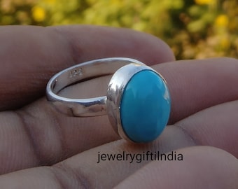 Turquoise Ring, 925 Sterling Silver Ring, Handmade Ring, Silver Band Ring, Simple Ring, Designer Ring, Women Jewelry, Gift For Her.