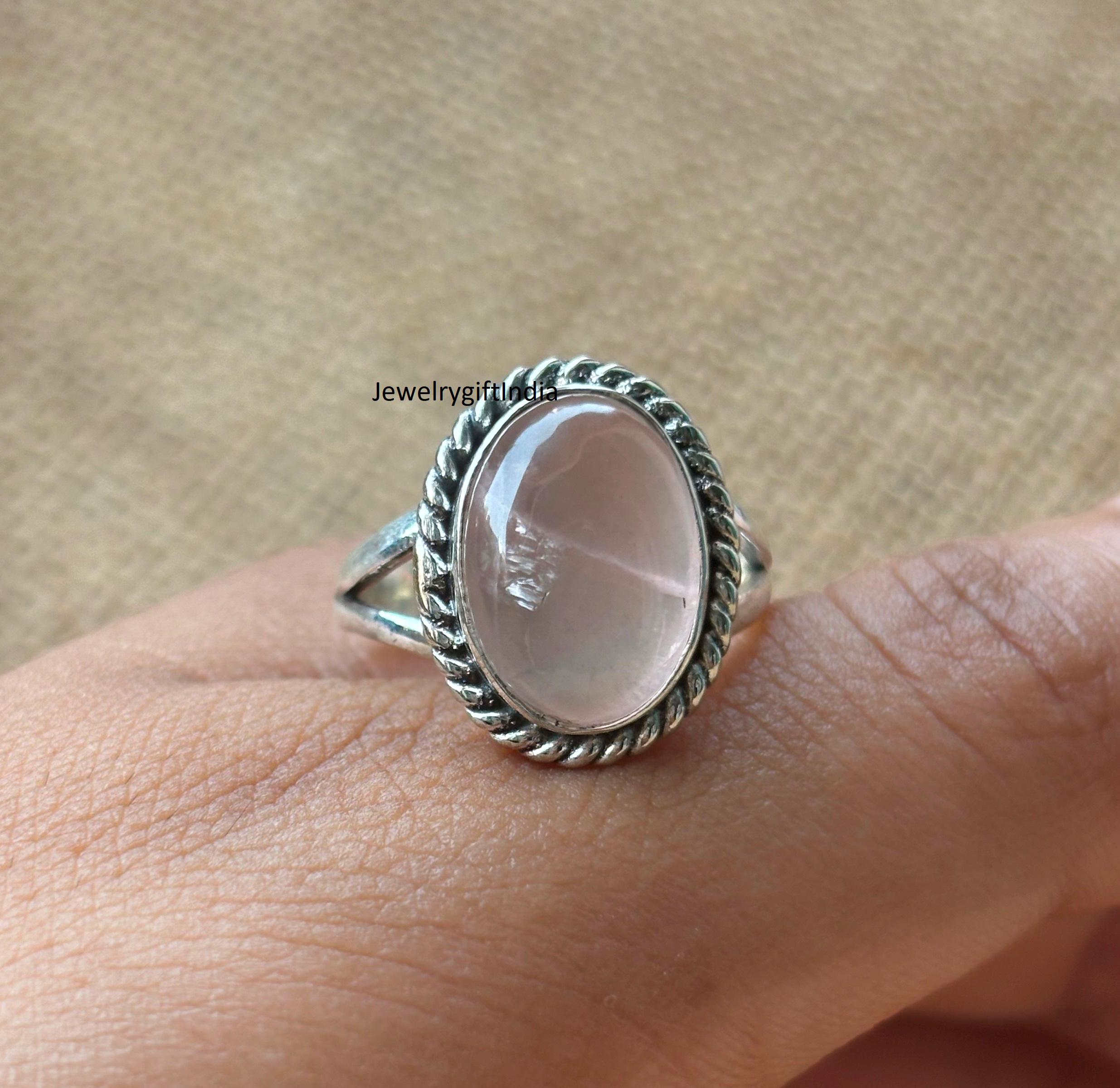 Koral Jewelry Square Smokey Quartz Sterling Silver Ring - Boho Chic 925 Silver Ring For Women, Size 6-10 | Handmade In India, Comes With Velvet Gift Bag