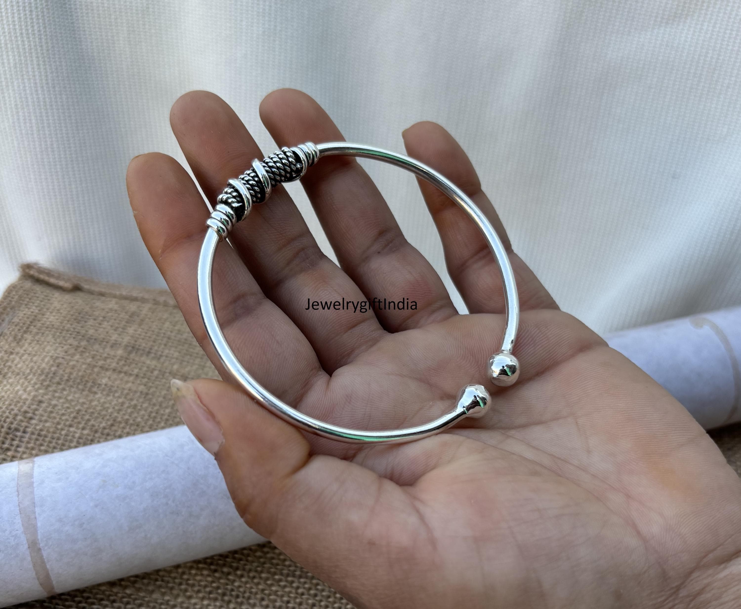 Handmade Sterling Silver Bangle: Adjustable Women's Stacking