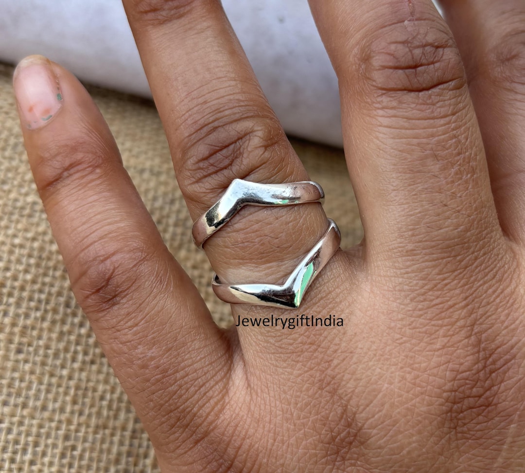 Sterling Silver Swan Neck Splint Ring: Double Band Cross Ring - Etsy