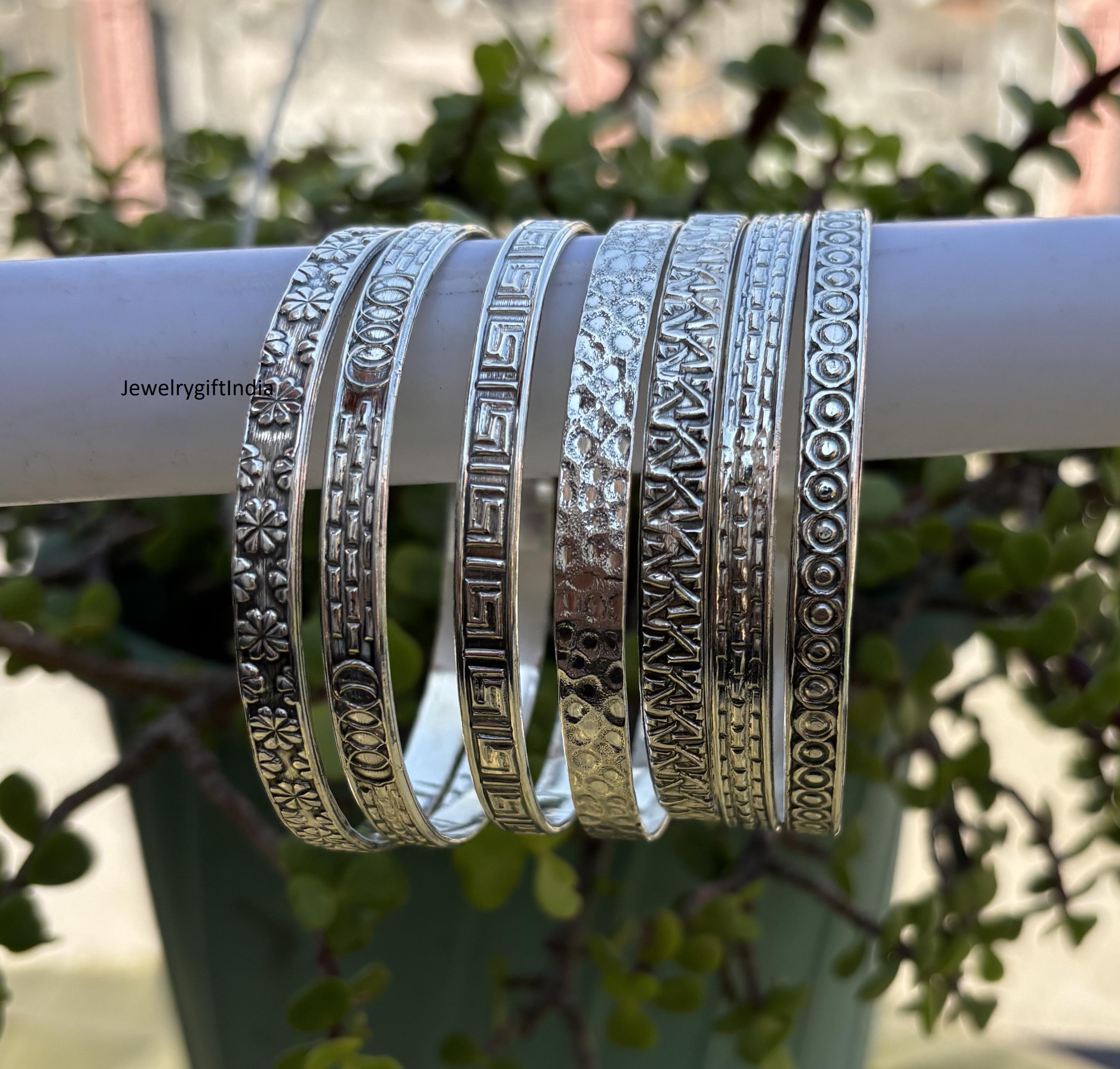 Sterling Silver Stacking Bangles - Semanario 7 Day Set - Etsy