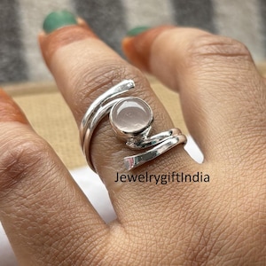 Handmade Rose Quartz 925 Sterling Silver Ring