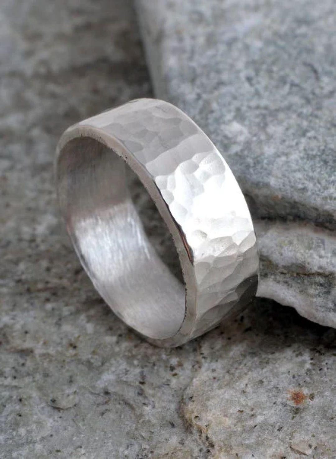 Hammered Sterling Silver Band Ring - Handmade 6mm Wide - Etsy