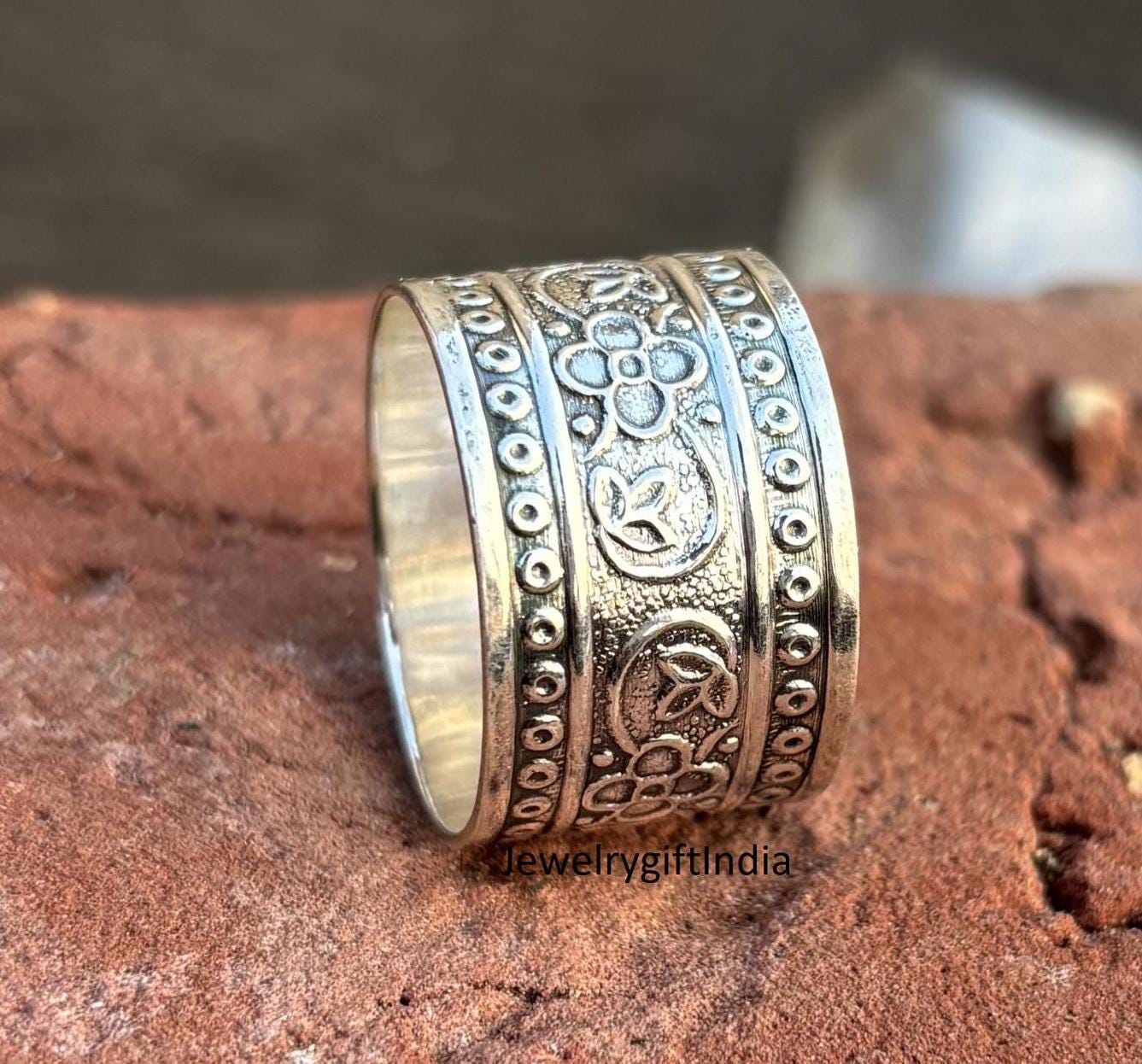 Handmade Sterling Silver Flower Band Ring: Wide Open Ring - Etsy