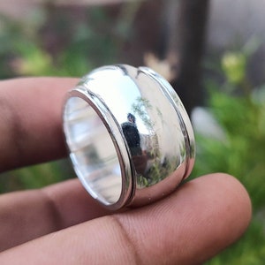Thick Wide Band, Spinner Ring, 925 Sterling Silver Ring, Dome Ring, Chunky Fidget Meditation Ring, Silver Spinner Anxiety Rings image 1