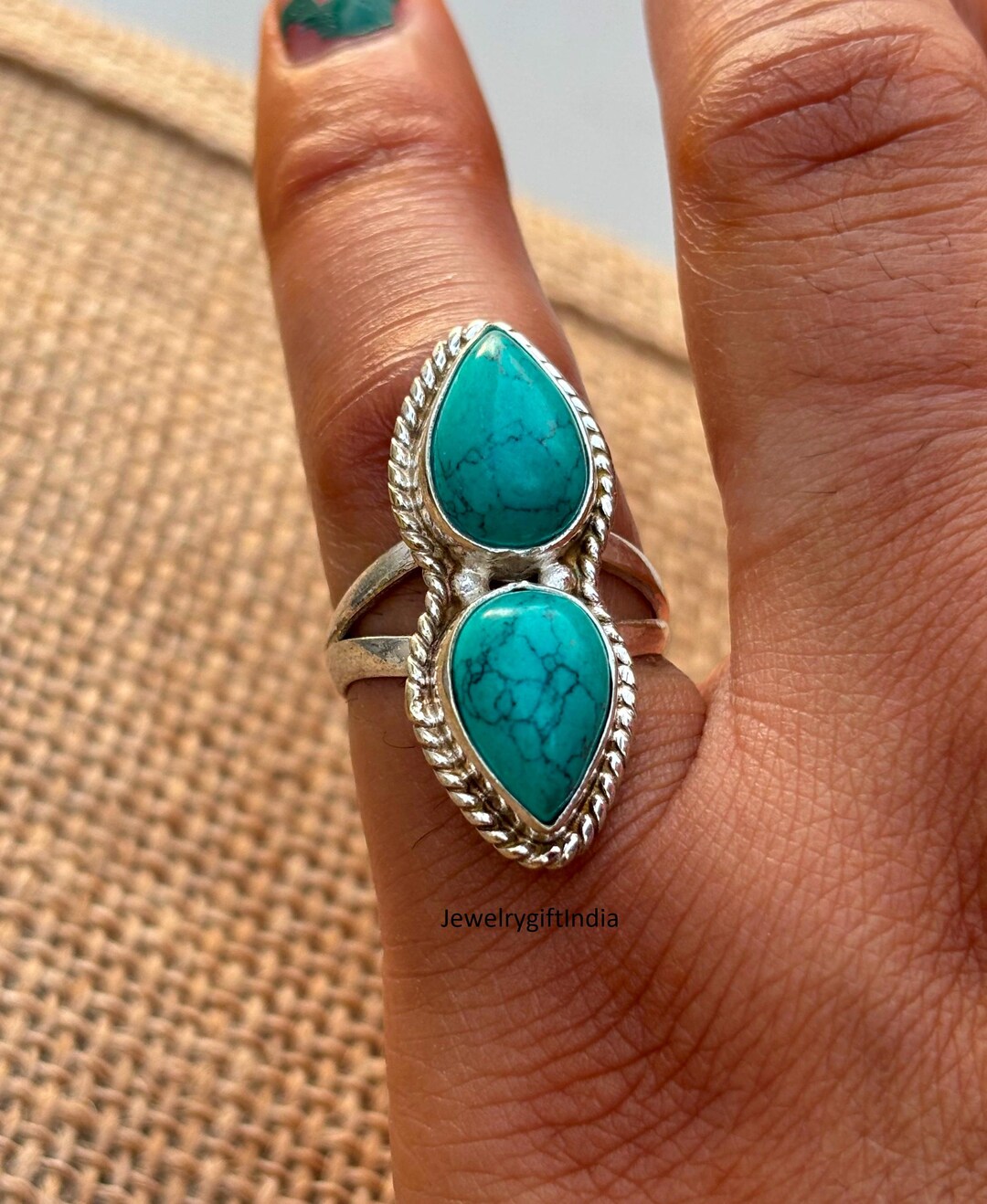 Natural Turquoise Sterling Silver Ring - Handmade Women's Jewelry - Etsy UK