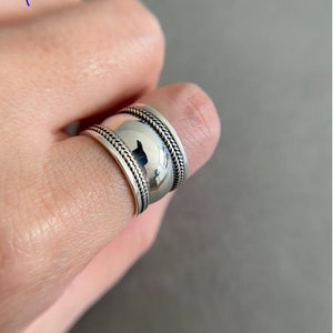 Thick Wide Band, Spinner Ring, 925 Sterling Silver Ring, Dome Ring, Chunky Fidget Meditation Ring, Silver Spinner Anxiety Rings 2-style spinner ring