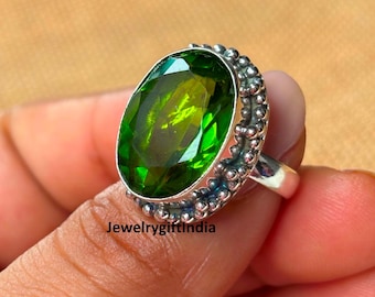 Peridot Ring: Handmade 925 Sterling Silver Boho Ring