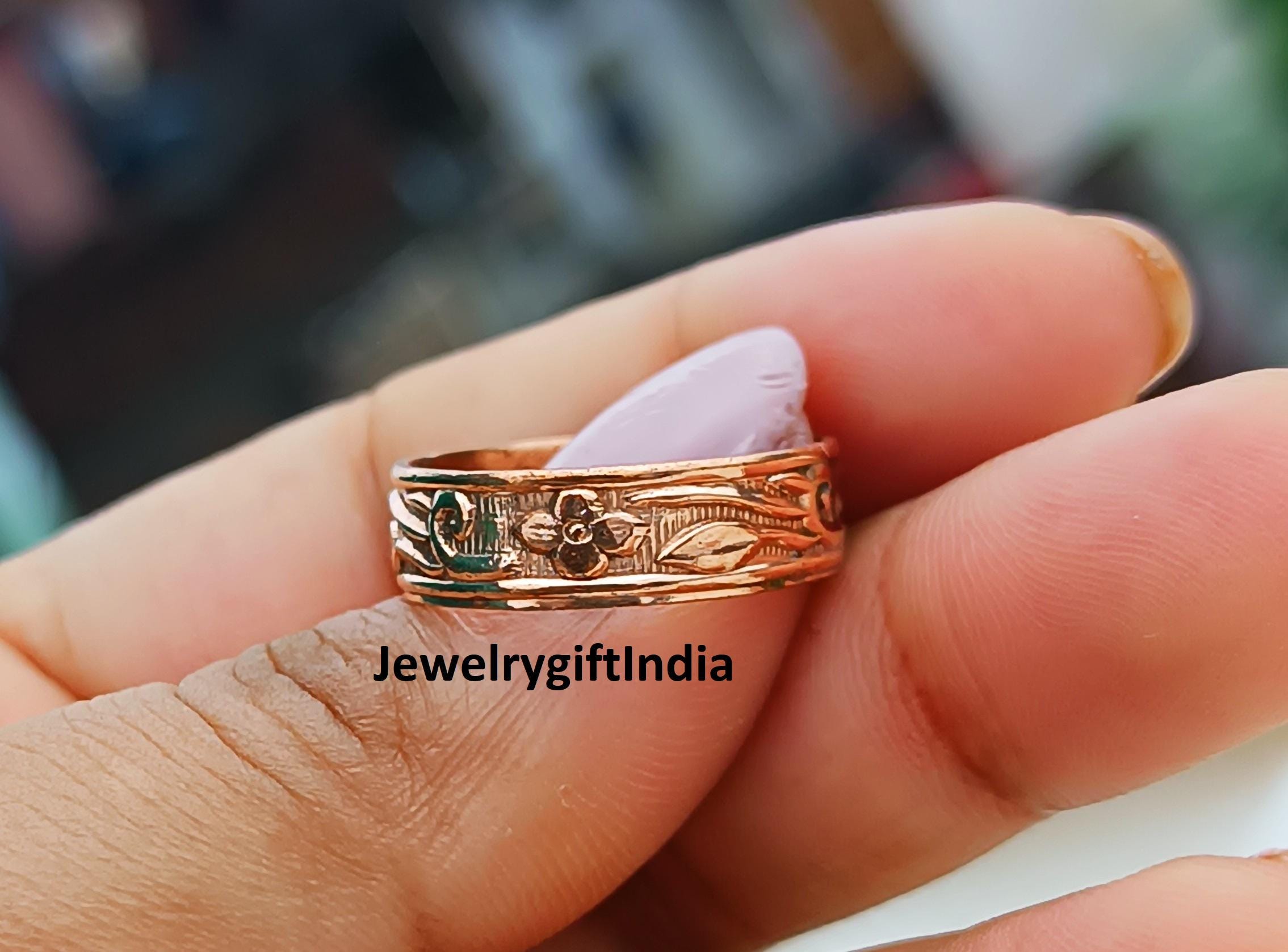 Anello In Rame Puro Fatto A Mano - Fascia Unisex Thevelvetbox19 (Tutte Le Misure)