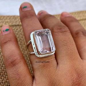 Handmade Rose Quartz .925 Sterling Silver Ring