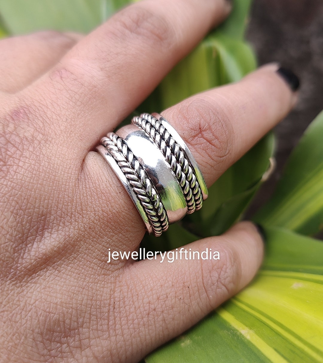 Handmade Sterling Silver Spinner Ring: Wide Band Fidget Ring - Etsy