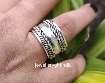Handmade Sterling Silver Spinner Ring: Wide Band Fidget Ring