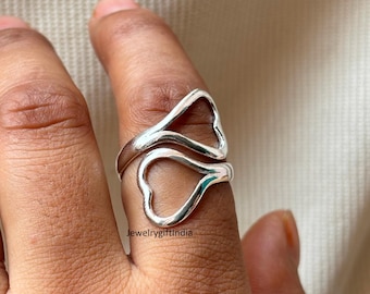 Double Heart Sterling Silver Ring: Handmade in Old Cairo