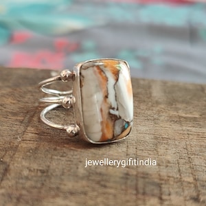 Handmade Oyster Copper Turquoise Sterling Silver Ring: Statement Wedding Jewelry