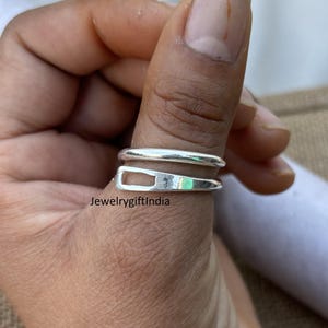 Sterling Silver Infinity Cuff Ring: Minimalist Adjustable Band