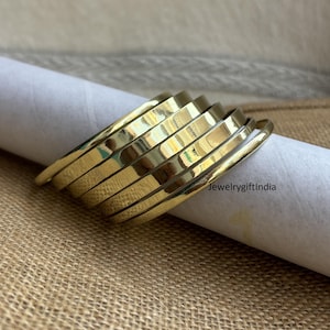 Thick Brass Bangles - West Indian Style - Set of 7