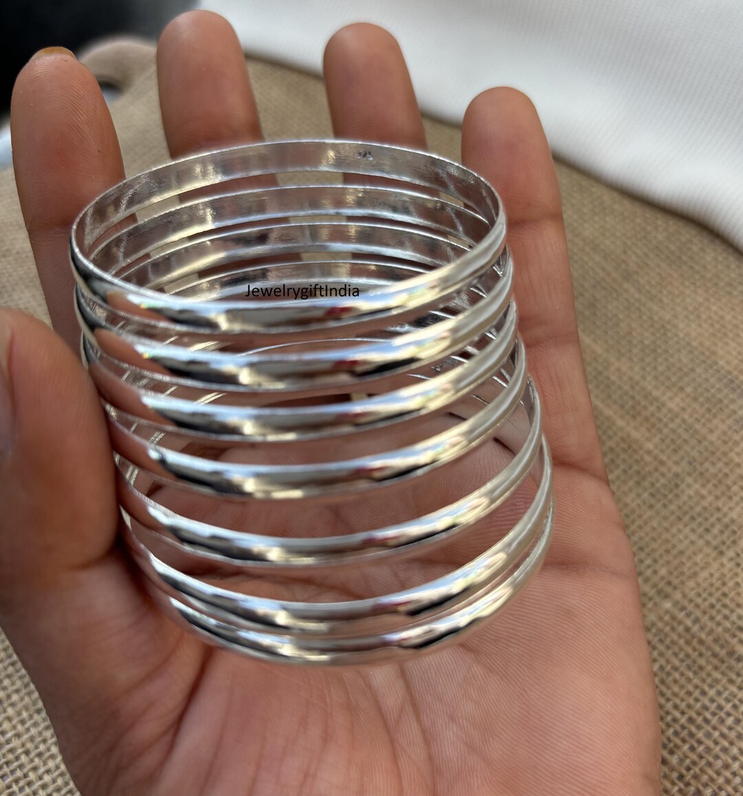 Handmade Sterling Silver Bangle Set: Simple Stacking Bangles - Etsy