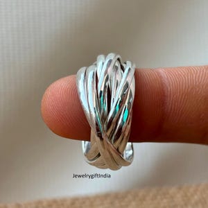 925 Sterling Silver Ring, 8 Rolling Multi Band Ring Silver Triple interlocked Ring,Russian Wedding Rings. Rolling Ring Thumb Ring, Multi Ri