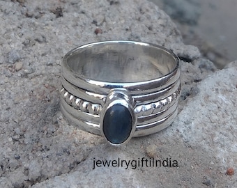 Labradorite Spinner Ring //925 Sterling Silver Ring // Meditation Ring // Worry Ring// Hammered Ring// Thumb Ring// Woman Ring//Gift for her